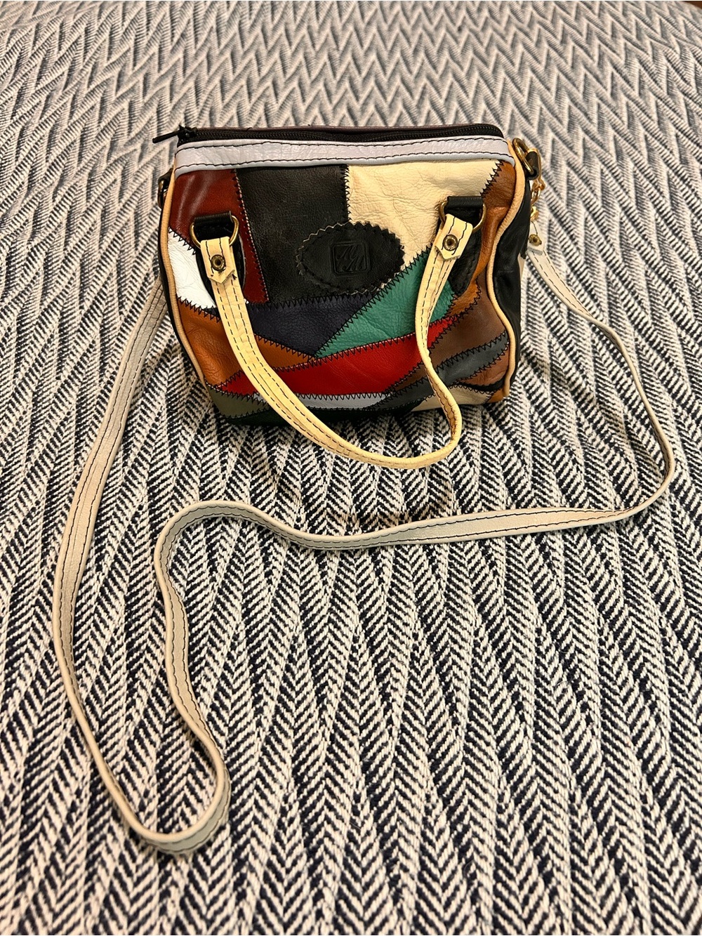Vintage retro patchwork leather Crossbody Bag - Picture 1 of 5
